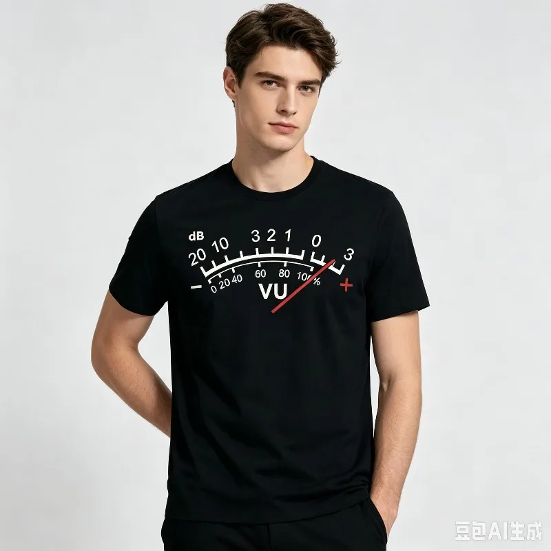 VU Meter dB Volume T-Shirt Men’s Audio Engineer Sound Graphic Tee Soft Modal Casual Top for Music Lover DJ Recording - view 2