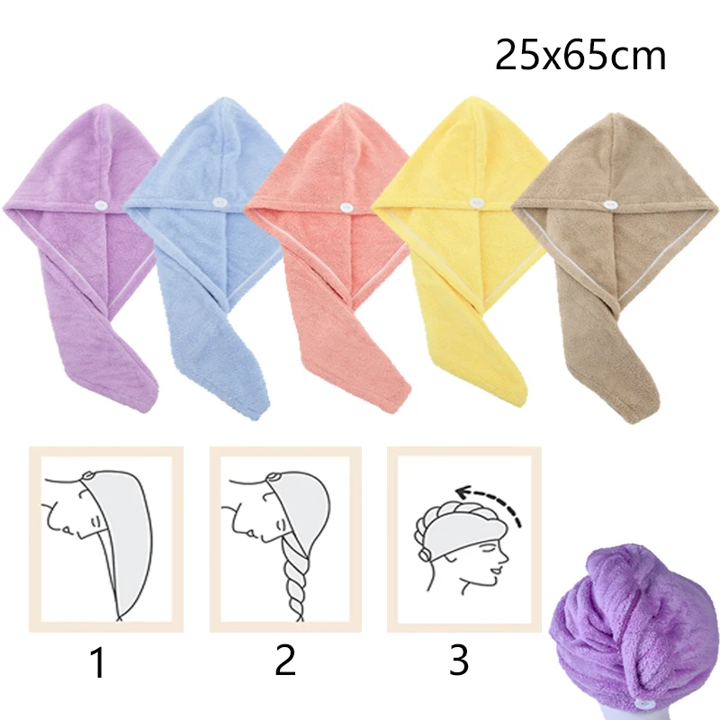 

Towel Women Adult Bathroom Absorbent Quick-Drying Bath Thicker Shower Long Curly Hair Cap Microfiber Wisp Dry Head Hair Towel