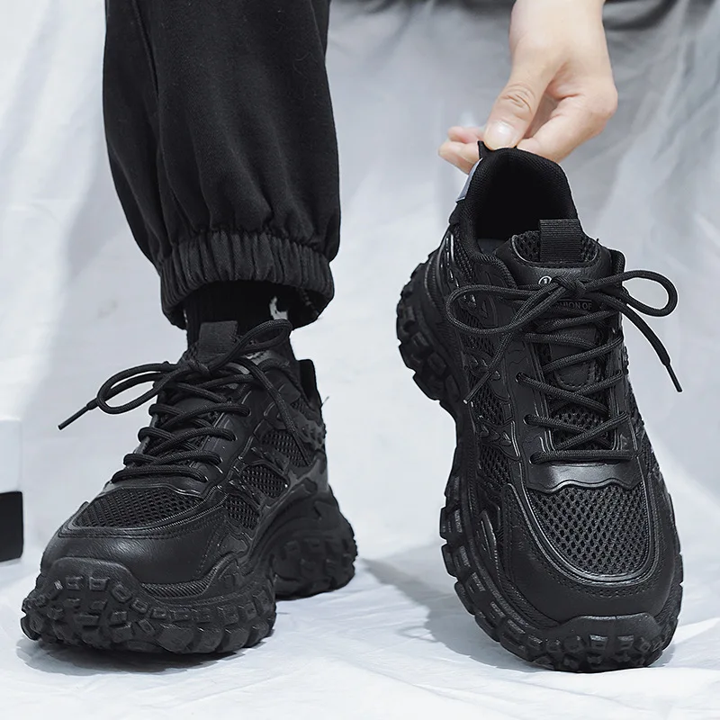 Labor protection shoes men's winter breathable work shoes men's black sports dad trendy shoes