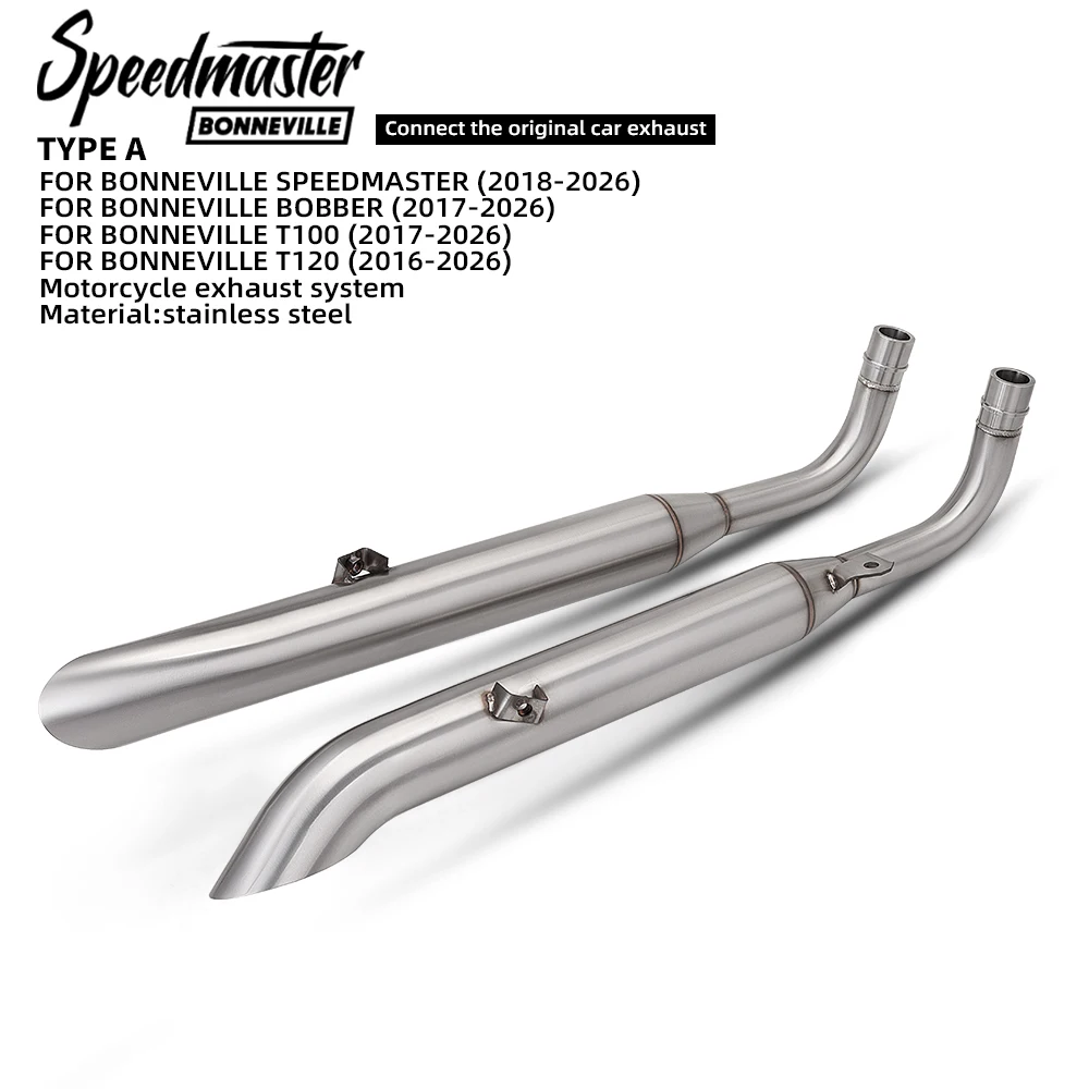 Vintage Style Motorcycle Exhaust Muffler Stainless Steel Pipe Fit Bonneville T100 T120 Bobber Cafe Racer Modified Escape Tube image 3