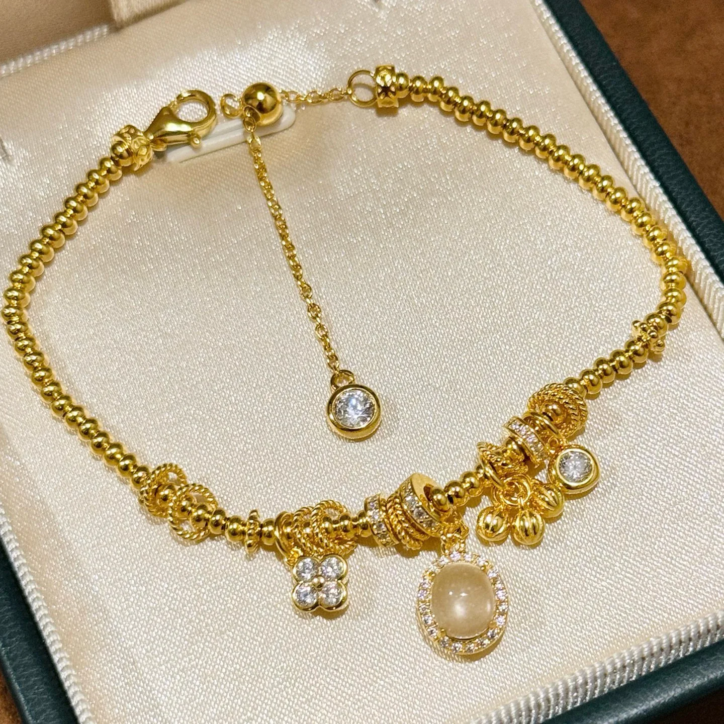 

100% 925 Sterling Silver Bracelets 24K Gold Plated Natural Jade Beaded Bracelet For Women Fine Jewelry Christmas Gift