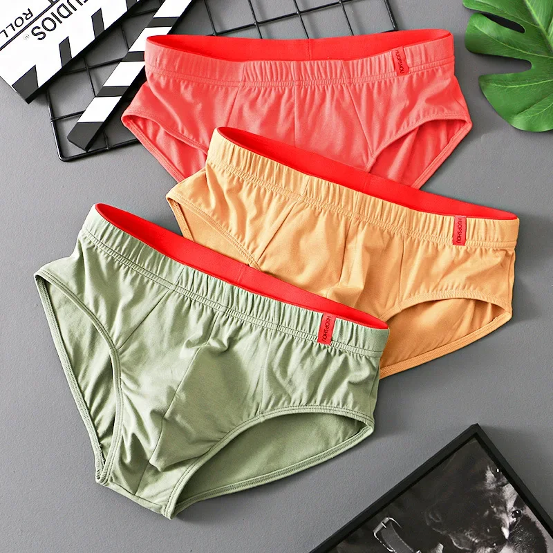 Simple Solid Color Cotton Triangle Low Waist Underwear Trendy And Breathable Men\'s Triangle Underwear Comfort and Style