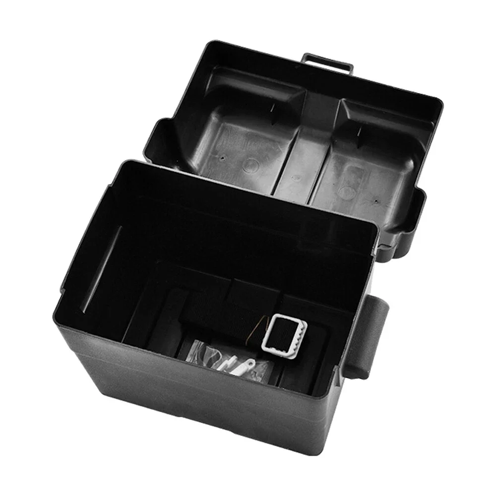 80AH 110AH Leisure Battery Box With Straps Fixing Brackets For Caravan Camper Boat Motorhome Black Accessories