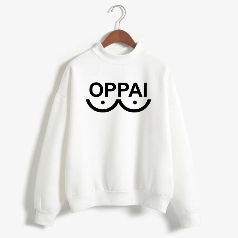 OPPAI Print Woman Sweatshirt Sweet Korean O-neck Knitted Pullovers Thick Autumn Winter Candy Color women One Punch Clothing