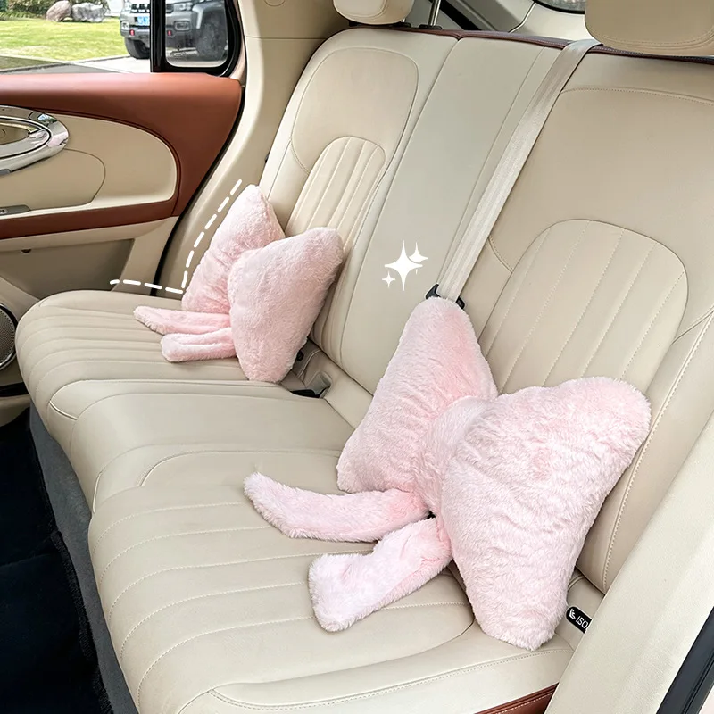 New Bowknot Car Headrest Pillow Lovely Auto Seat Head Support Neck Protector Cushion Plush Automobiles Lumbar Rest Car Kits