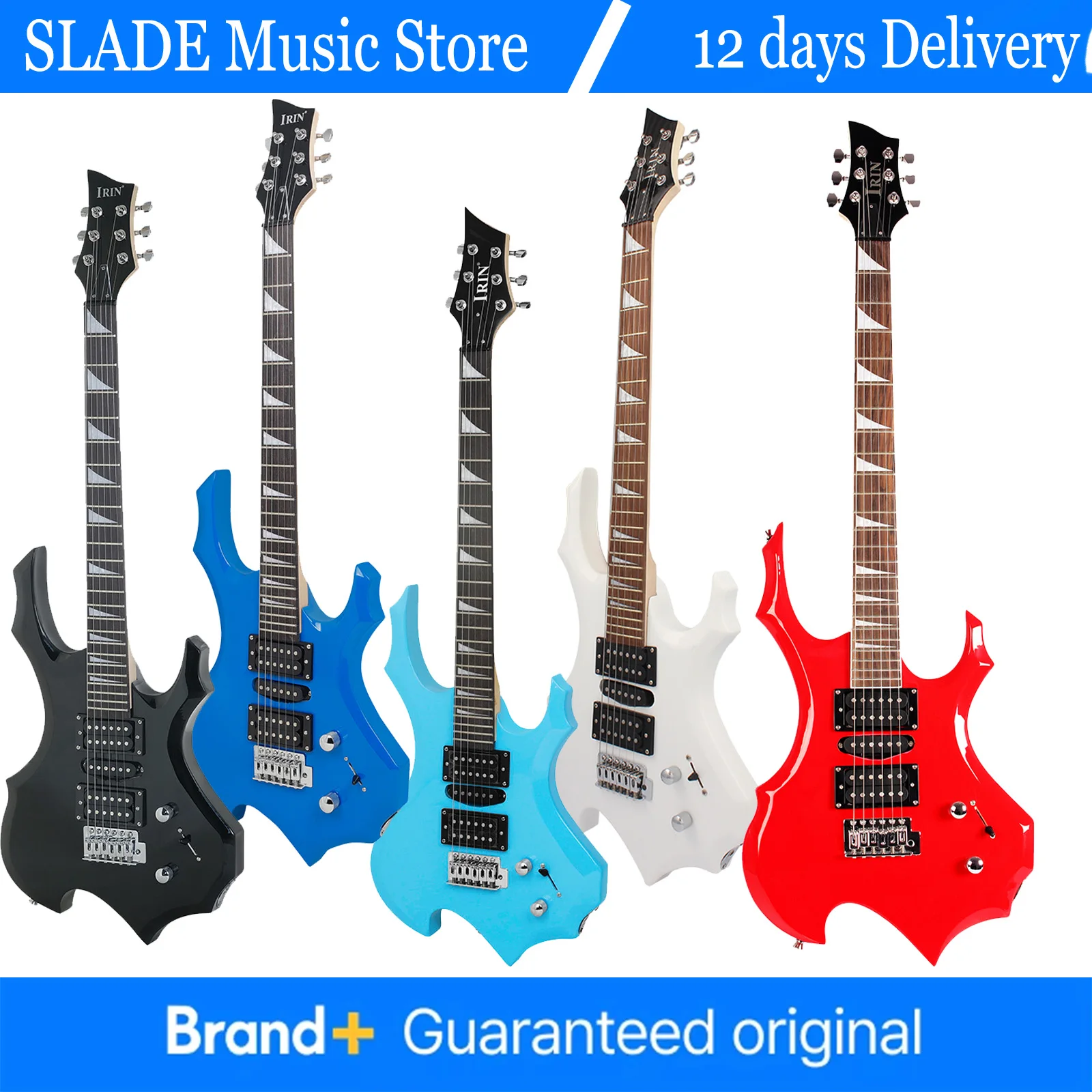 

Электрогитара IRIN, 24 лада, 6 струн, кленовый корпус, многоцветная электрогитара, гитара с сумкой, набор гаечных ключей, аксессуары для гитары