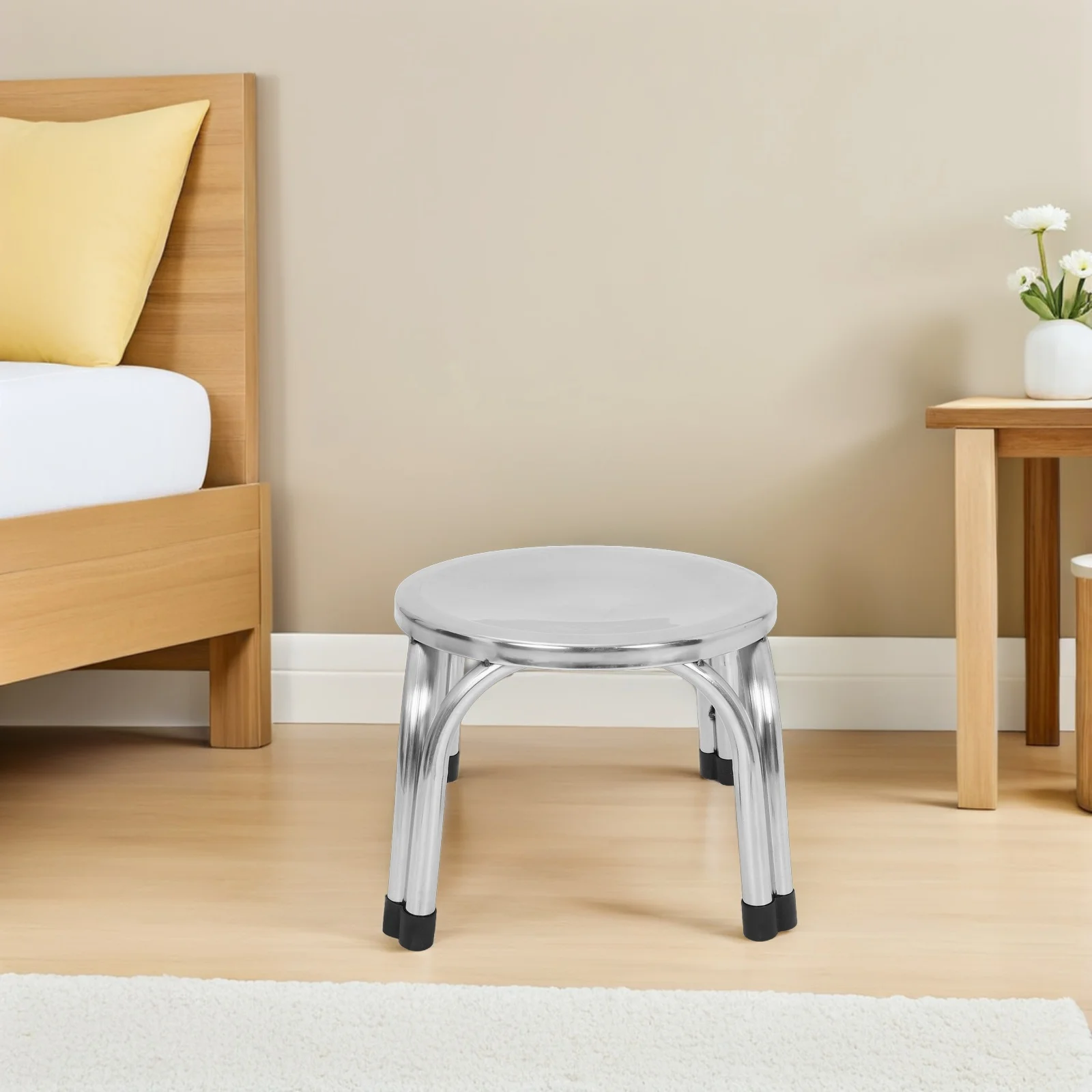 

Stainless Steel 30Cm Anti-Slip Heavy Duty Step Stool For Elderly Kitchen Bathroom Modern Metal Footrest Utility Indoor