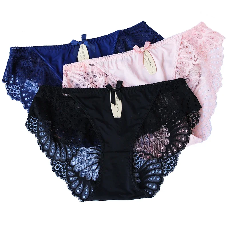 Plus Size M/3XL Women\'s Underwear Panties Sexy Lace Women Briefs Intimates Shorts Transparent Ladies Female Lingerie