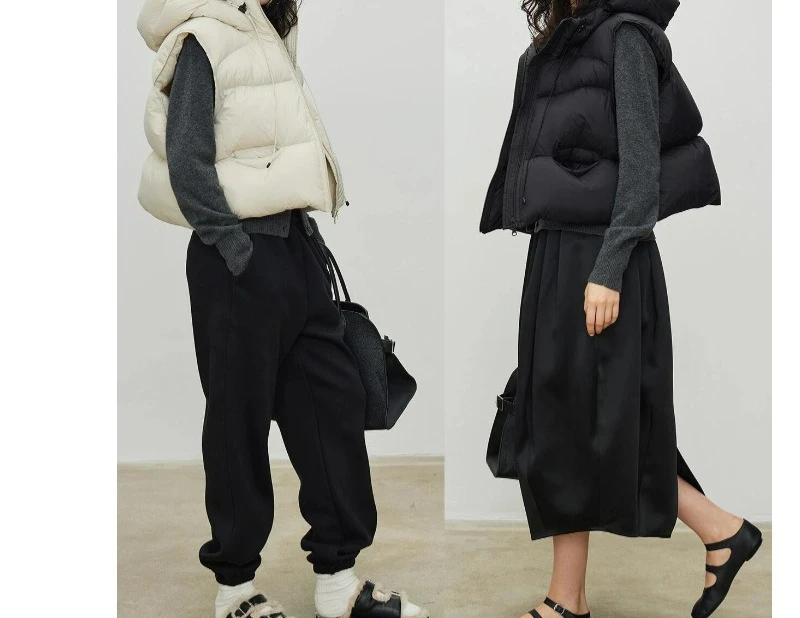 2025 Autumn and Winter New Jacket with Fleece Hooded Down Vest Women's Short Outer Wear