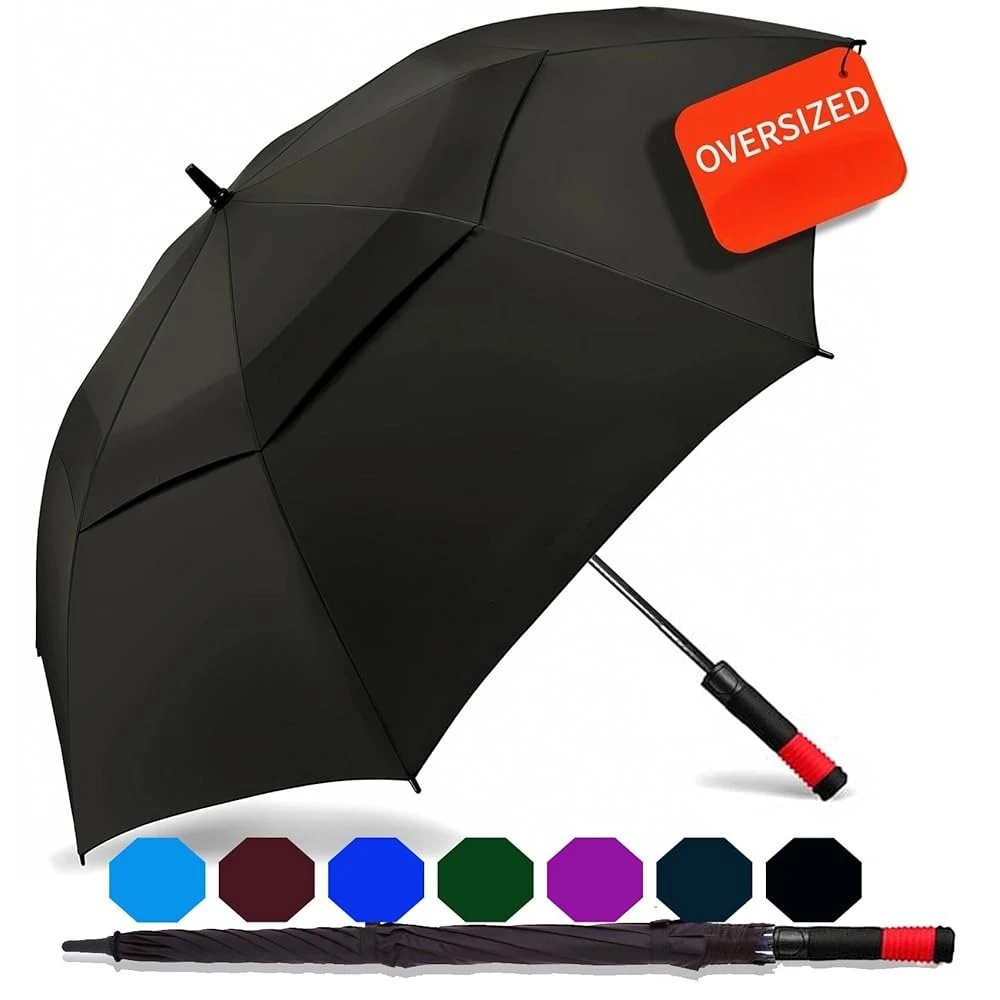 

Golf Umbrella Large 62/68/72 Inch Automatic Open Golf Umbrella Extra Large Oversize Double Canopy Vented Umbrella