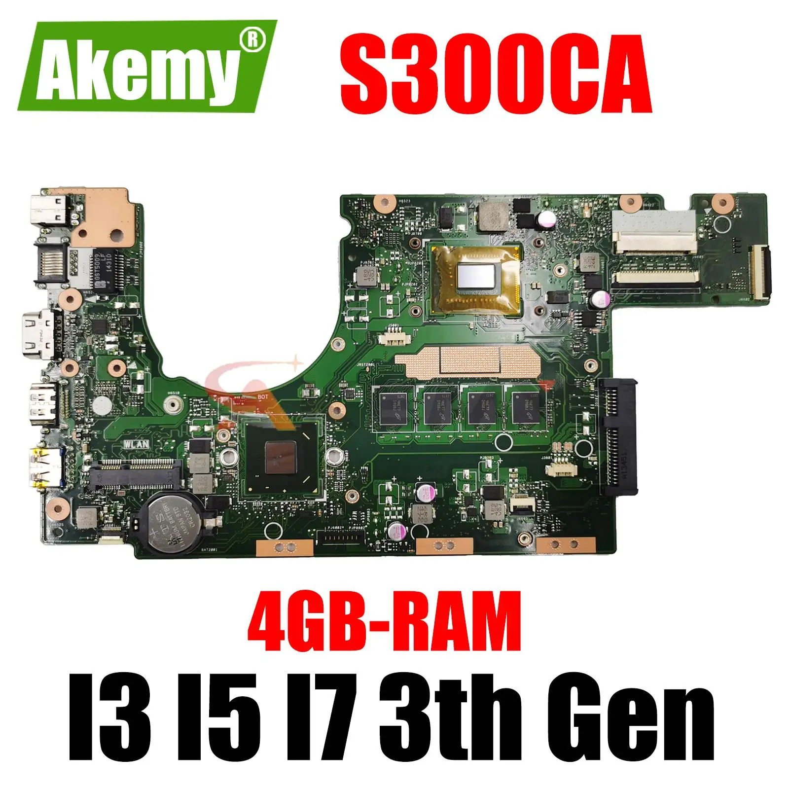 

S300CA original Notebook mainboard I3 I5 I7 CPU 4GB RAM For ASUS S300C S300CA S300 Laptop motherboard