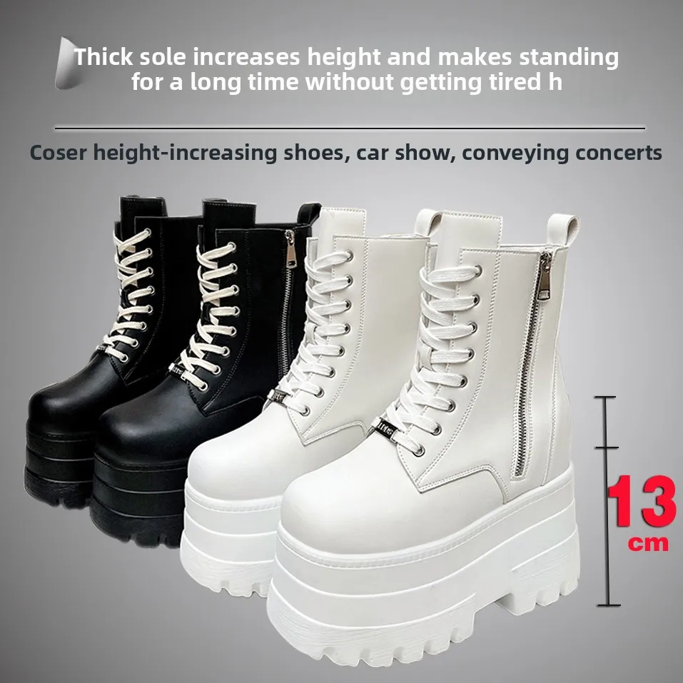 

Men's Heightening Boots 20cm Long Tube Casual Faion Boots Cross Bule PU Material Comfortable Leisure High Heel Inner Incr...