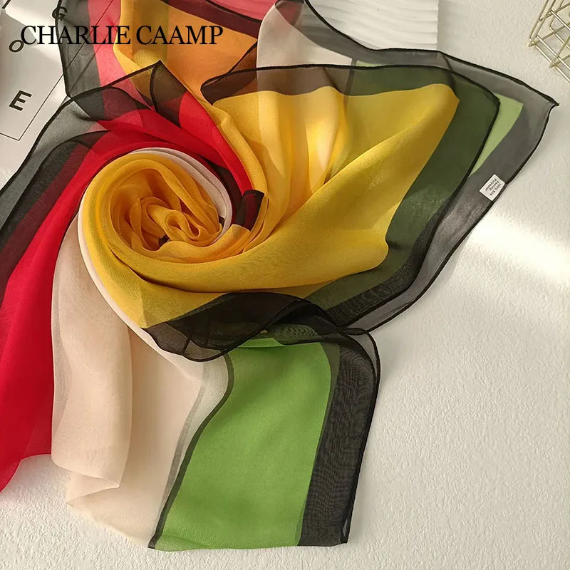 Georgette-bufanda de gasa para mujer, pañuelo elegante de Color degradado, Foulard femenino, Hijabs