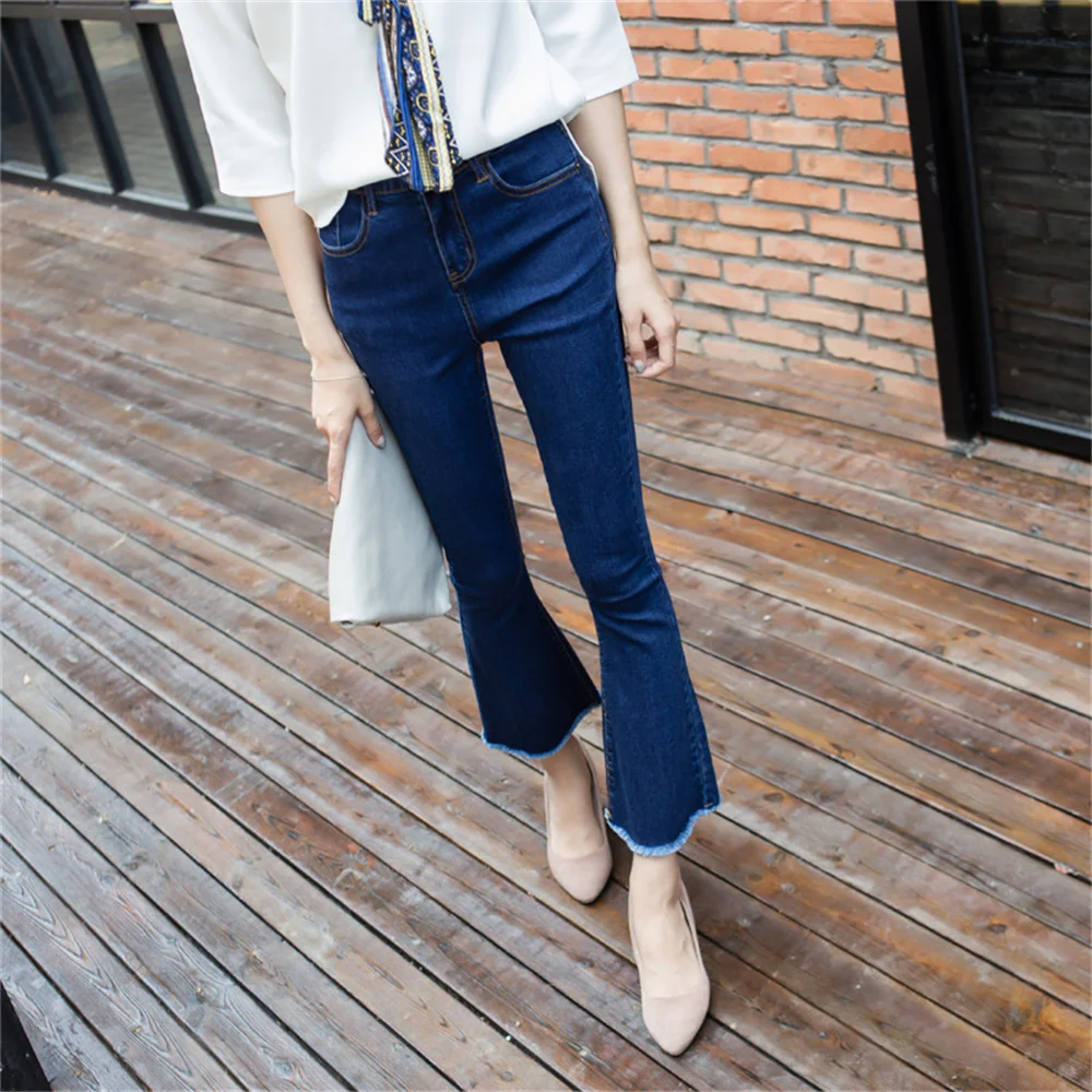 Spring Autumn Thin Fashion Y2K Blue Jeans Women High Waist Stretch Jeans Femme Trousers Vintage Casual Comfort Denim Flare Pants