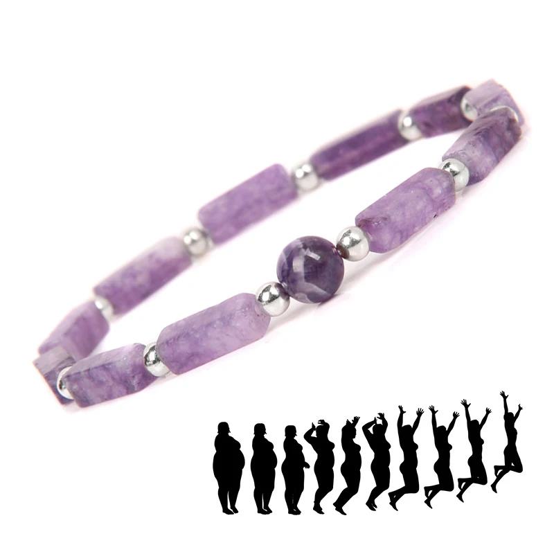 3pcs/Set Body-Purifying Amethyst Bracelet Natural Healing Stone Slimming Bracelets For Men Loss Weight Yoga Meditation Jewelry