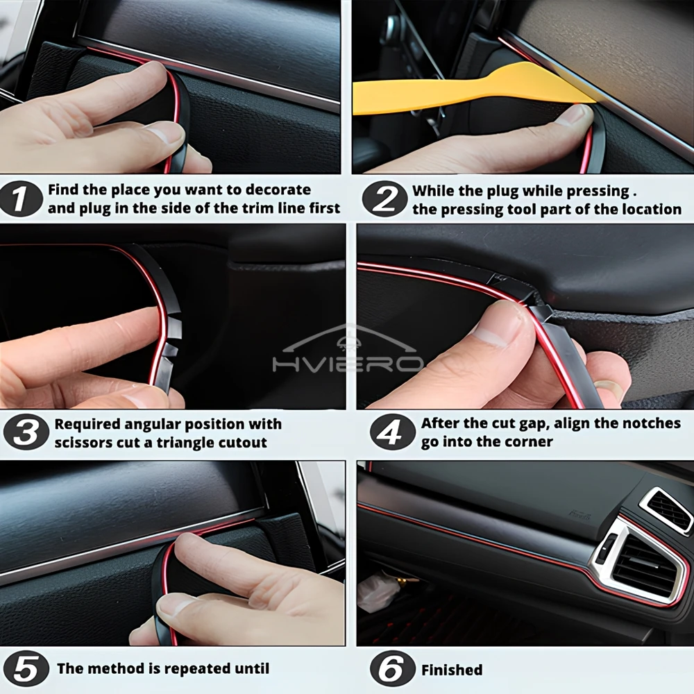 Car Moulding Decoration Flexible Strips 5M Interior Auto Mouldings Car Cover Trim Dashboard Door Edgein Car-styling Universal