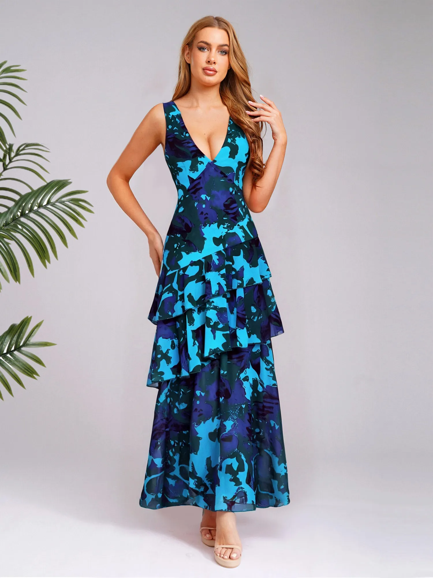 ชุดเดรสยาวสำหรับงานเลี้ยงค็อกเทล ชุดราตรีคอวี ชุดออกงาน ชุดประกวด ชุดเดรสทรงเข้ารูปผูกเชือก ชุดแฟนซีสำหรับงานปาร์ตี้