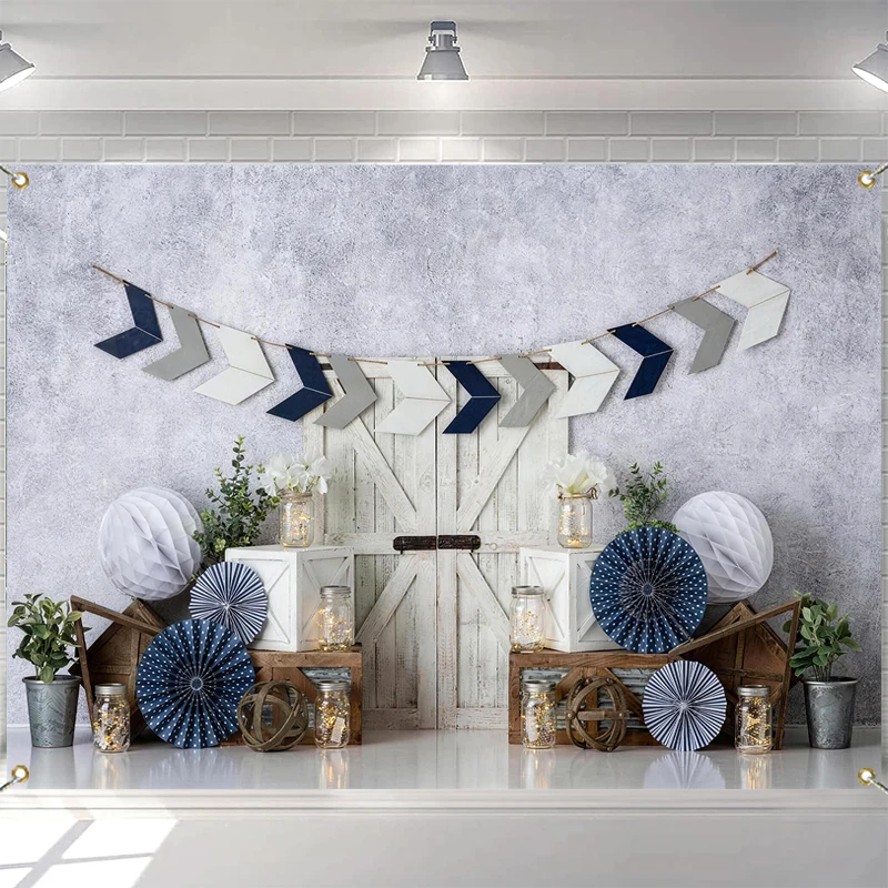 

Photography Background White Wooden Door Paper Flower Decor Cake Smash Birthday Baby Shower Kids Portrait Photo Backdrop Studio