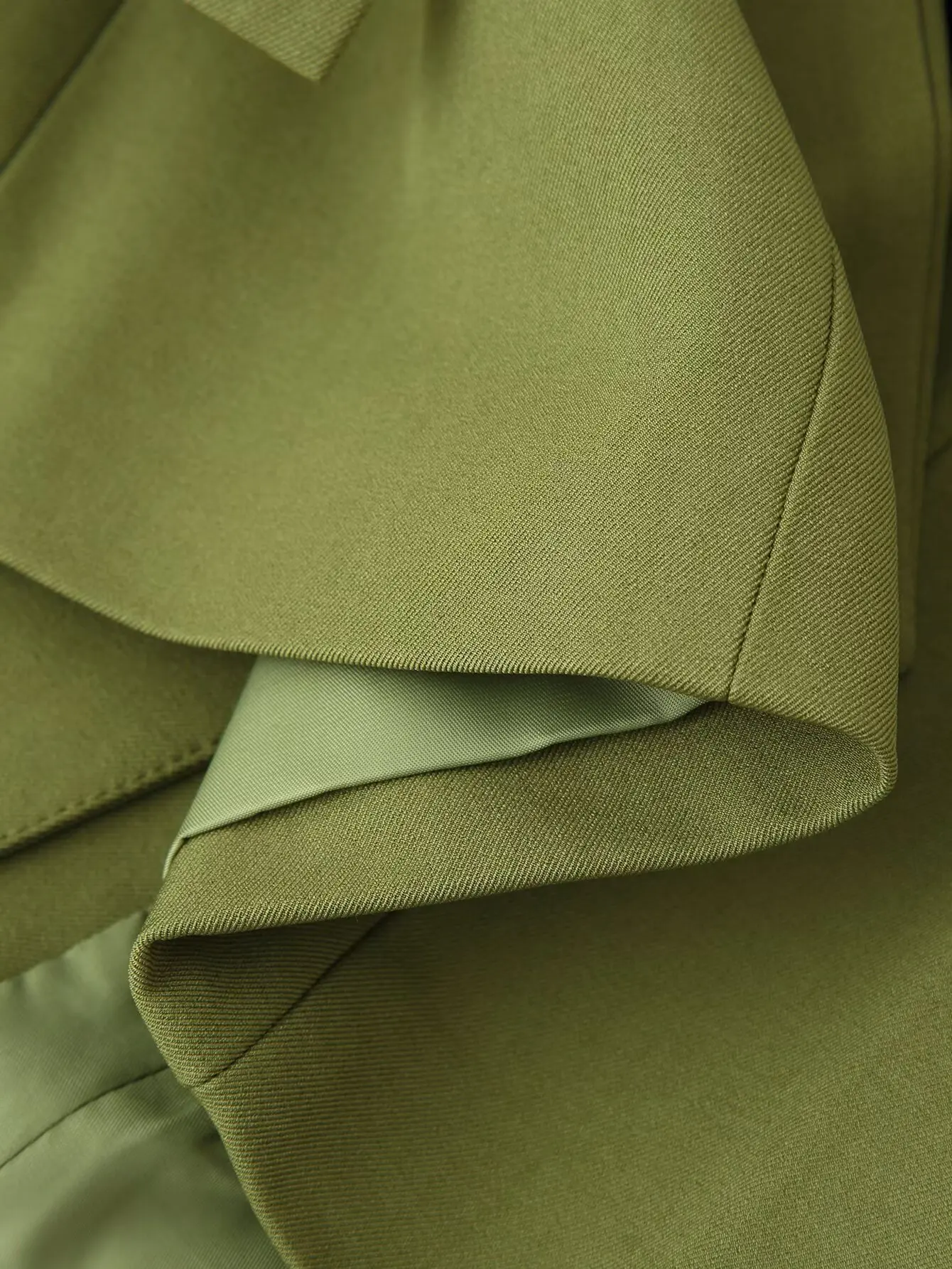 Suninheart Olive Green Asymmetric Blazer & Pants Set – Women's Ruched Waist Suit Two Piece Office Lady Autumn Fashion