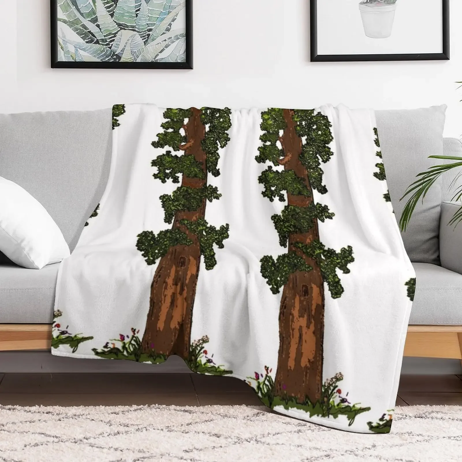 Giant Sequoia Tree Throw Blanket Furry Soft Big Picnic Blankets