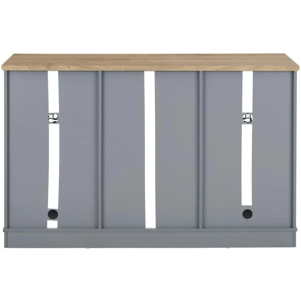Contemporary 56" Wide Wine Buffet with Tempered Glass Doors, Storage Drawers, and Farmhouse-Style Coffee Bar
