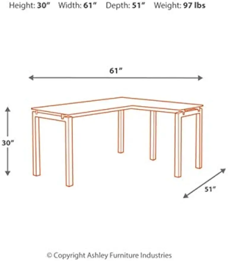 Baraga zeitgenössischer Glas L-förmiger Home-Office-Schreibtisch, weiß