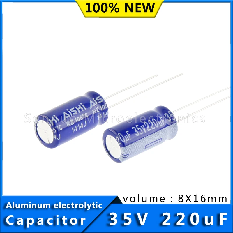 10Pcs 35V 220UF 8*16 8x16 mm Aluminum Electrolytic Capacitors 220uf 35V High Frequency Low Resistance Electrolytic Capacitors