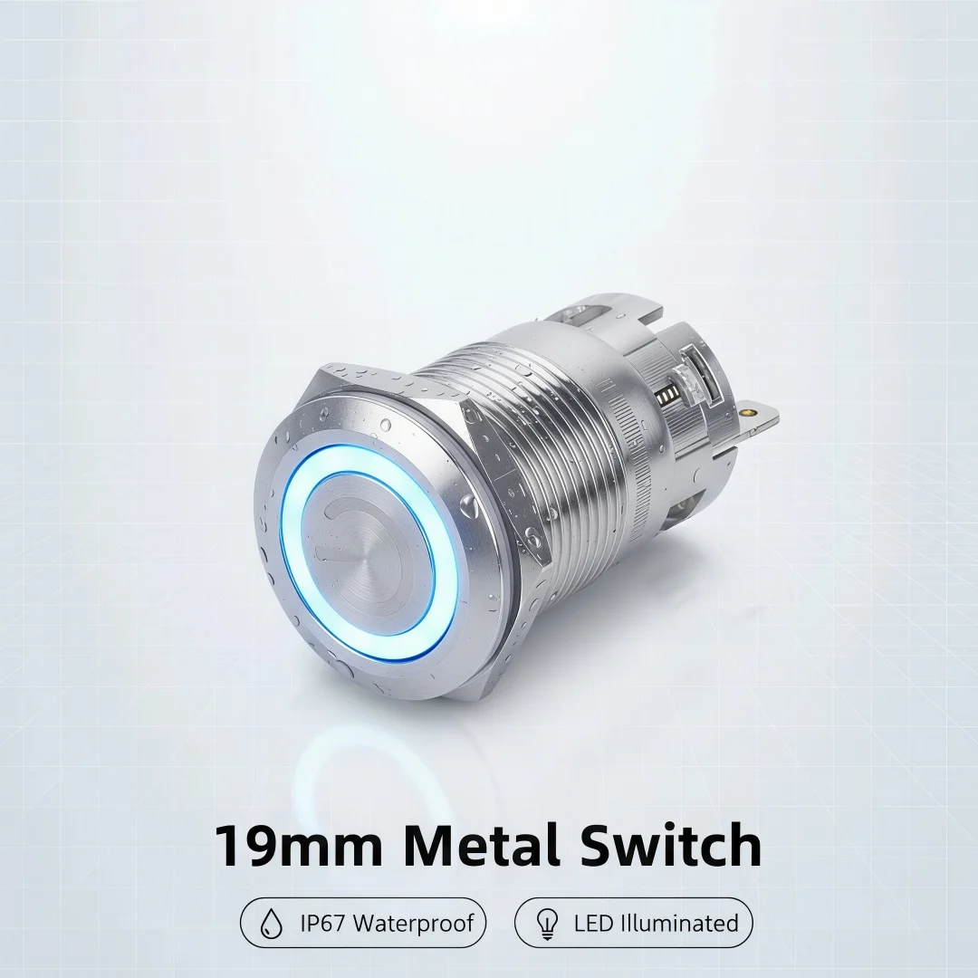 19mm metal push button switch,latching type and momentary type,12V LED,car angel eyes switch