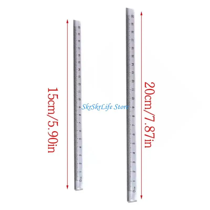 E65E 2Pcs Clear Triangular Rulers Plastic Drawing Ruler Measuring Tool for Students