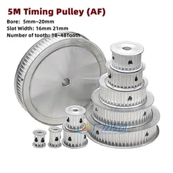 5M 18/20/22/24/25/30/40/45/48Teeth Synchronous Timing Pulley AF Type Bore 5~20mm 16/21mm Width Transmission Pulley Aluminum