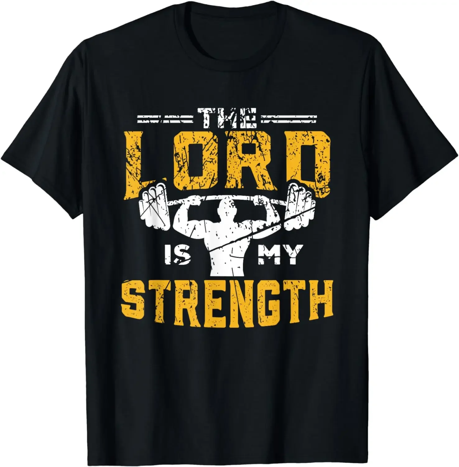 Jasos Workout The Lord Is My Strength Christian Gym T-Shirt  Vintage T Shirt  Streetwear  Men Women Clothing Tops