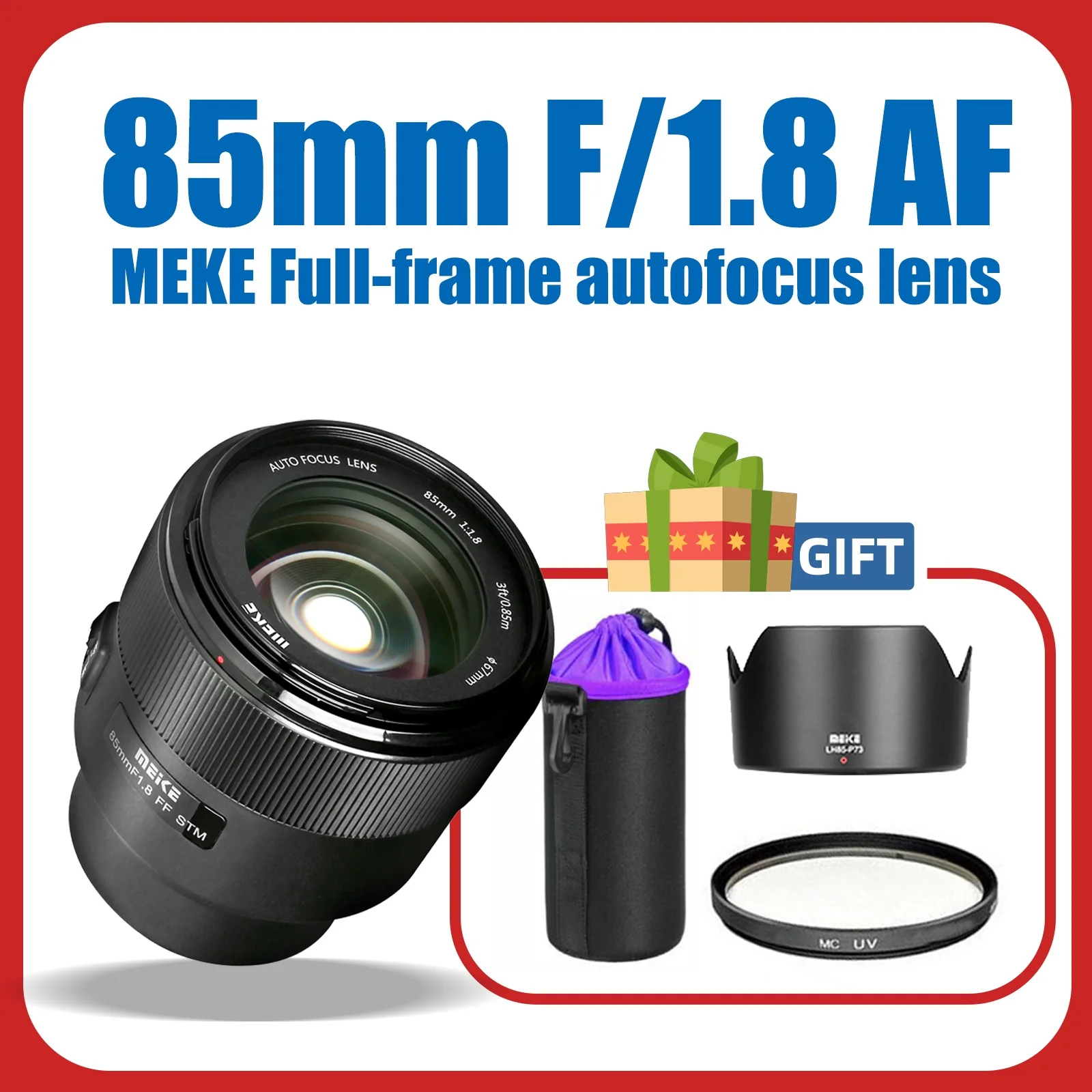 Meike 85mm F1.8 AF Full Frame STM Medium Telephoto Prime Portrait Lens for Nikon F Mount D600 D610 D750 D780 D810 D800 D7200...