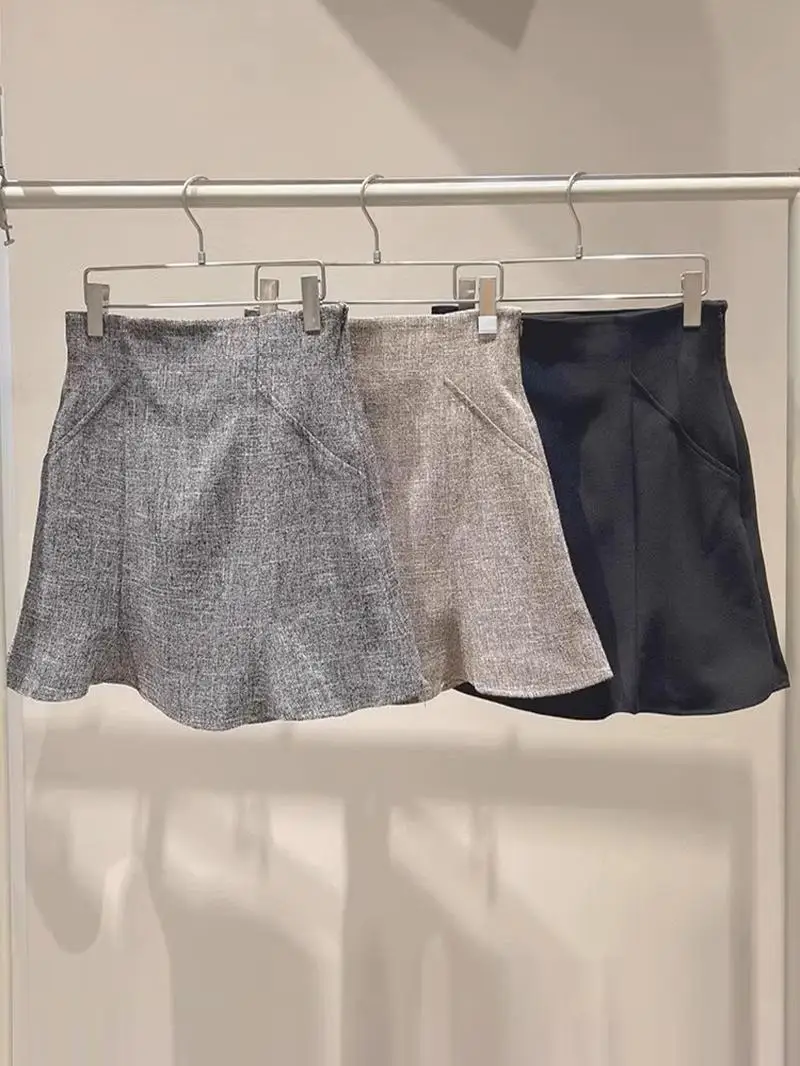 

Sweet High Waist A-Line Fish Tail Short Skirt Pants Spring Autumn New Arrival Polyester Fiber Daily Wear Gathered Skirt