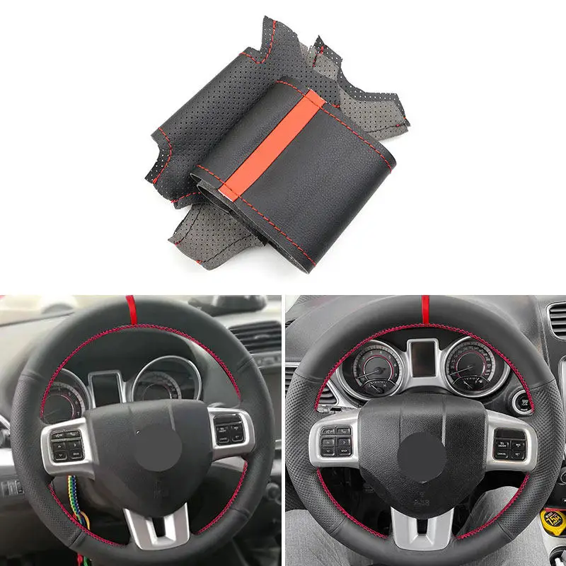 Hand Braid Microfiber Leather For Dodge Journey 2014-2016 Grand Caravan Avenger Durango Car-styling Steering Wheel Cover Trim