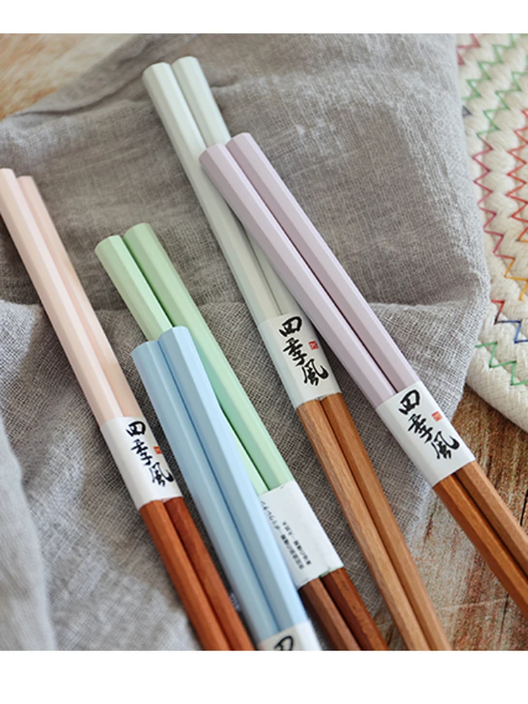 Juego de Palillos de Madera de Estilo Japonés de Alta Gama, Juego de Cinco para Uso Doméstico, para Servir Comida, Aptos para Sushi, Antimoho, Caja de Regalo