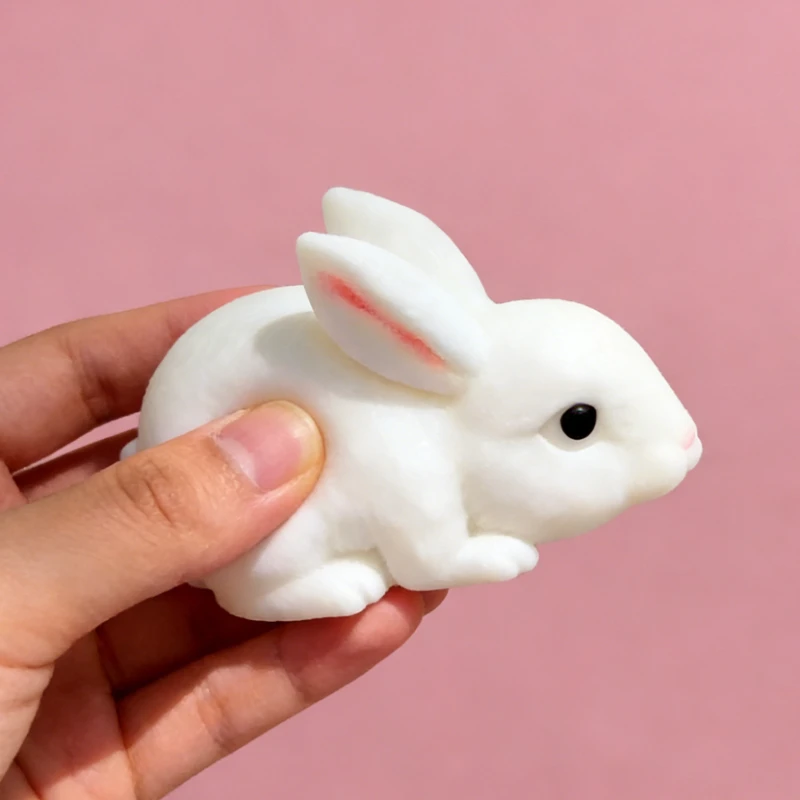 Squishy Niedlicher Häschen-Quetschspielzeug Weiches Kawaii Kleines Weißes Kaninchen Fidget-Spielzeug Anti-Stress Handentspannungs-Geschenkspielzeug