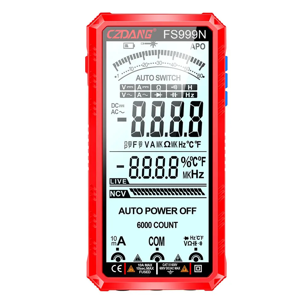 

Smart Digital Multimeter 5.0'' Full Screen Display Backlight NCV LIVE Line Test Strong Function for Electrical Testing