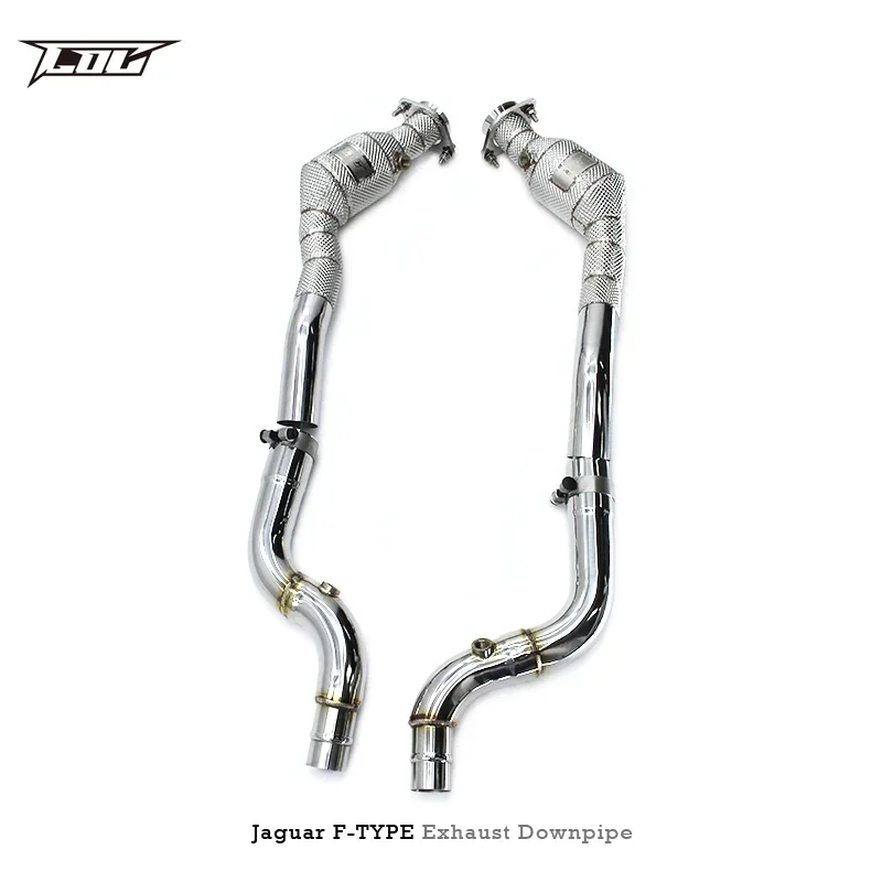 OEM new style downpipefor F-type 3.0T 2017-2021 high flow stainless steel exhaust downpipe with heat shield