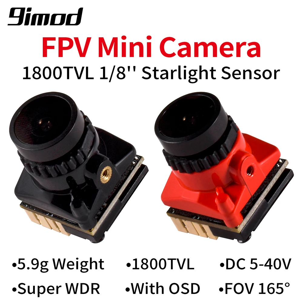 FPV Camera 1800TVL 5MP 2.1mm 1/8 inch Starlight Sensor 5V-40V NTSC/PAL with OSD Internal for RC FPV Racing Drone DIY Parts