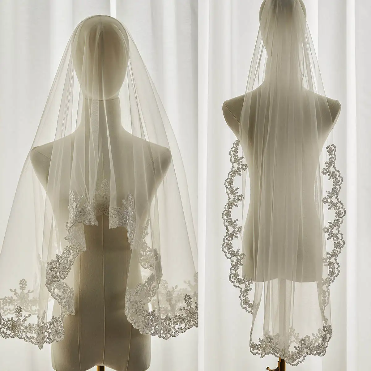 

Lace Wedding Veil Accessories Short Voile Mariage Simple Vail Bride Veils