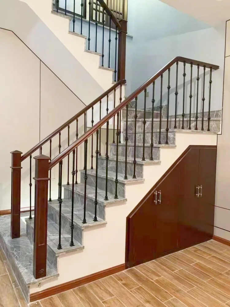 

Staircase handrail iron post modern European styling design villa foreign-style house floating window balcony railing