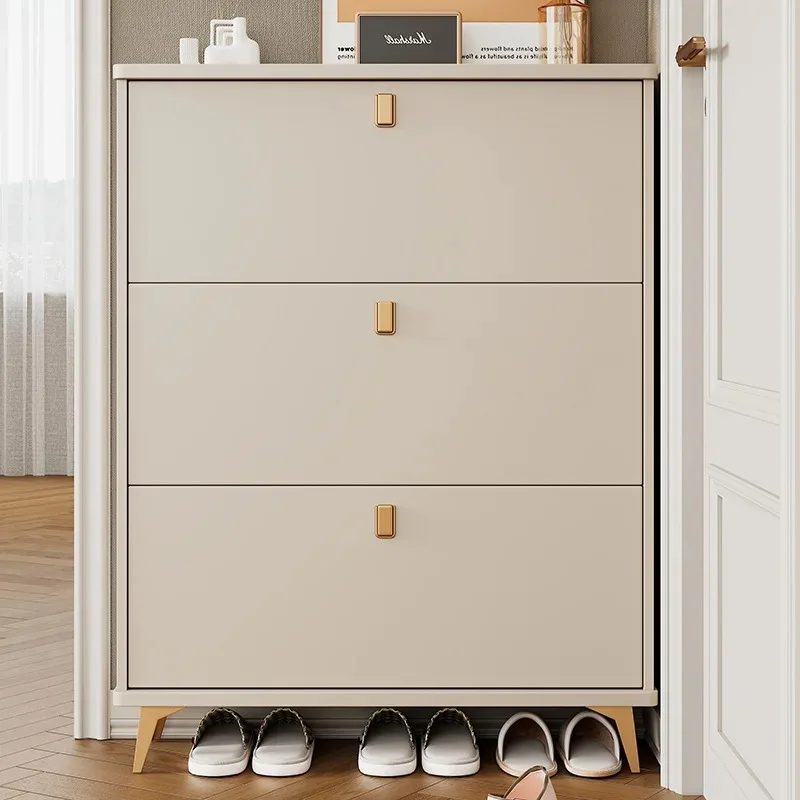 

Cream ultra-thin tipping bucket shoe household door large capacity entrance simple storage modern shoe rack small apartment