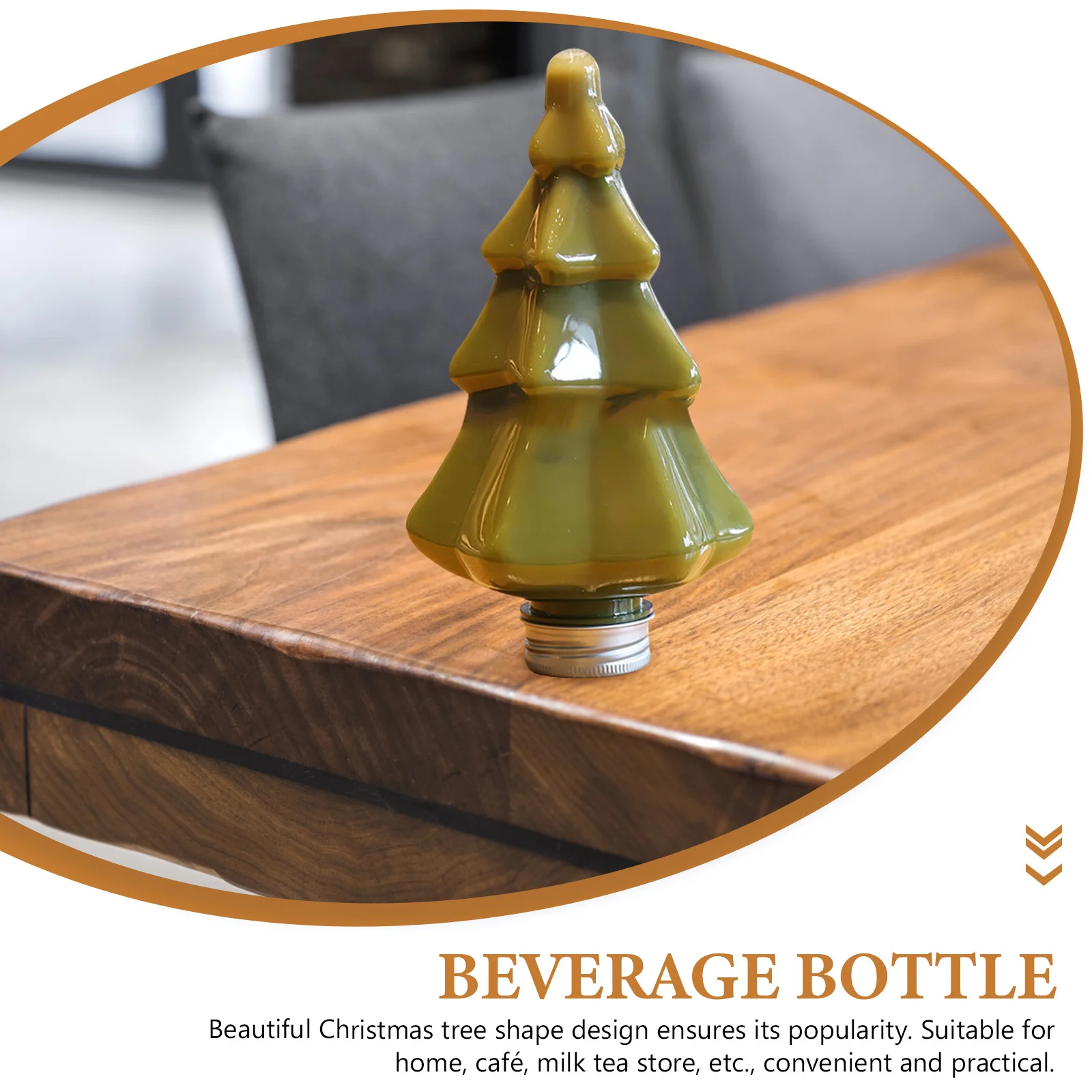 

4pcs Christmas Decoration Bottle Clear Plastic Beverage Container For Juice Milk Tea Reusable Leakproof Design Xmas Tree Shape
