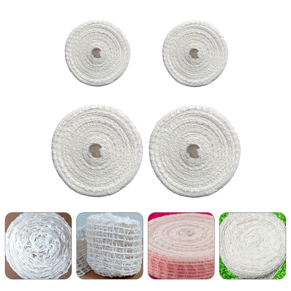 

4 Rolls Char Braided Rope Sausages Ham Sock Beef Cotton Thread Packaging Tool Elastic Meat Netting