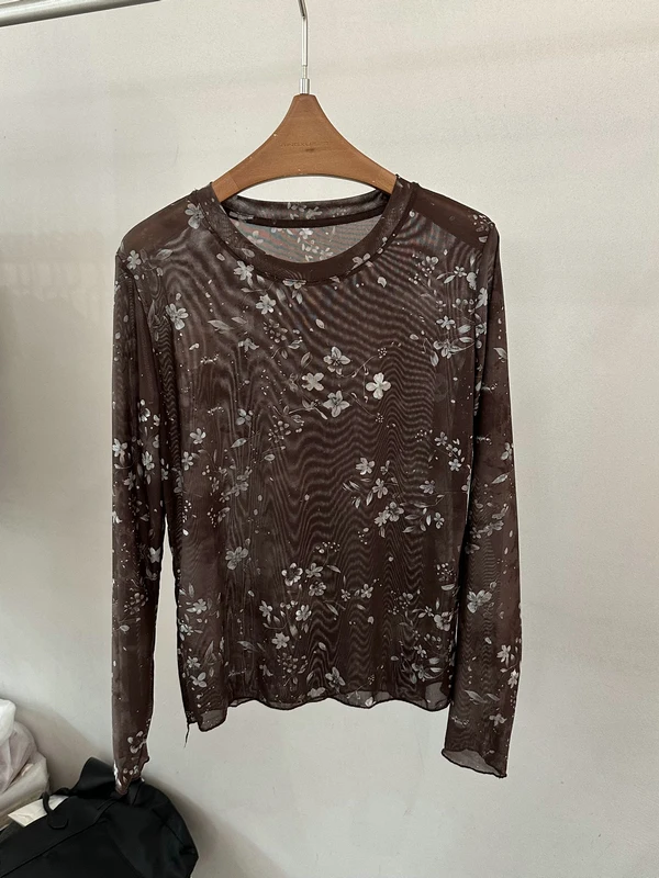 

Sun Protection Floral Lace T-Shirt Women's Skin-friendly Breathable round Neck Long Sleeve Casual Style Spring Summer