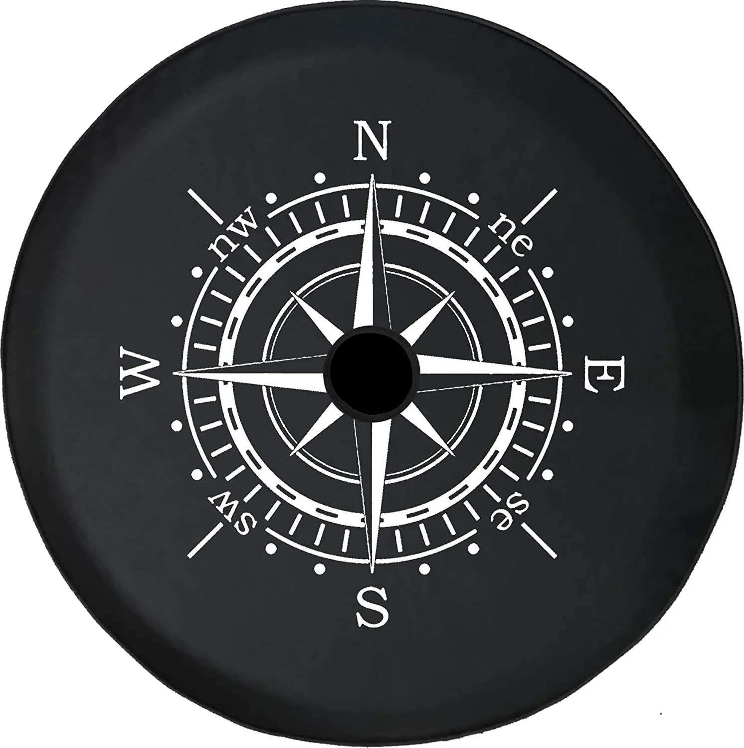 Pike Outdoors JL Series Spare Tire Cover with Backup Camera Hole Compass Sun Dial Black 32 in