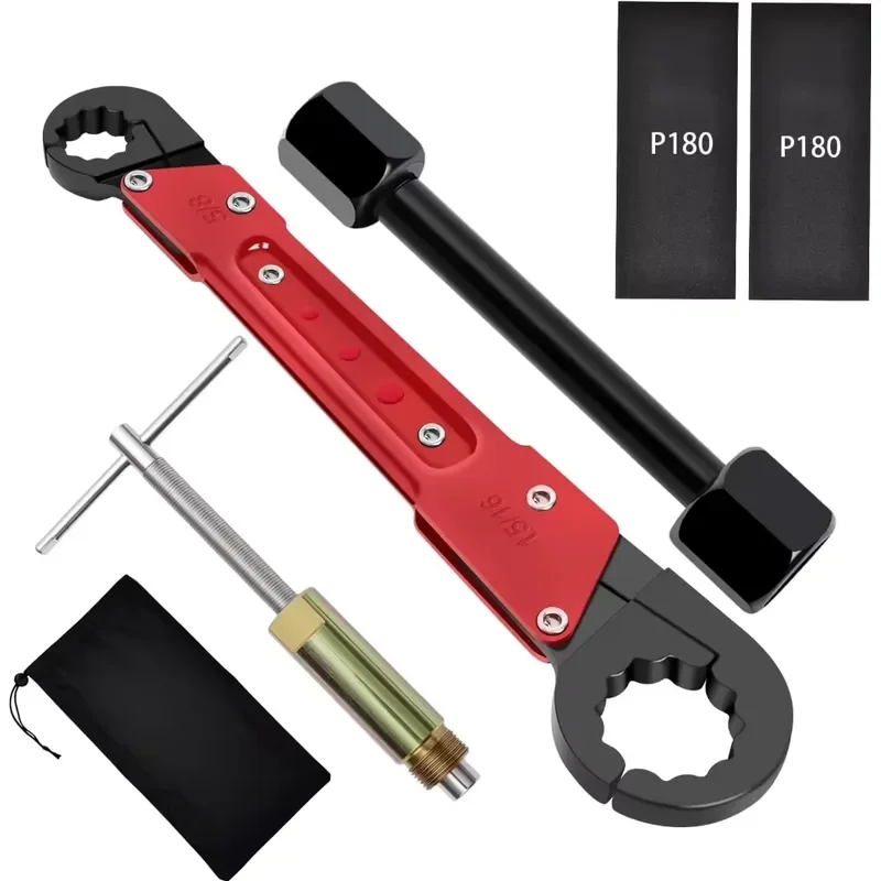 6 Pcs Plumbing Tools Kit with Angle Stop Wrench & 1/2-Inch Compression Sleeve Puller, Professional Plumbers Wrench, Sandpaper