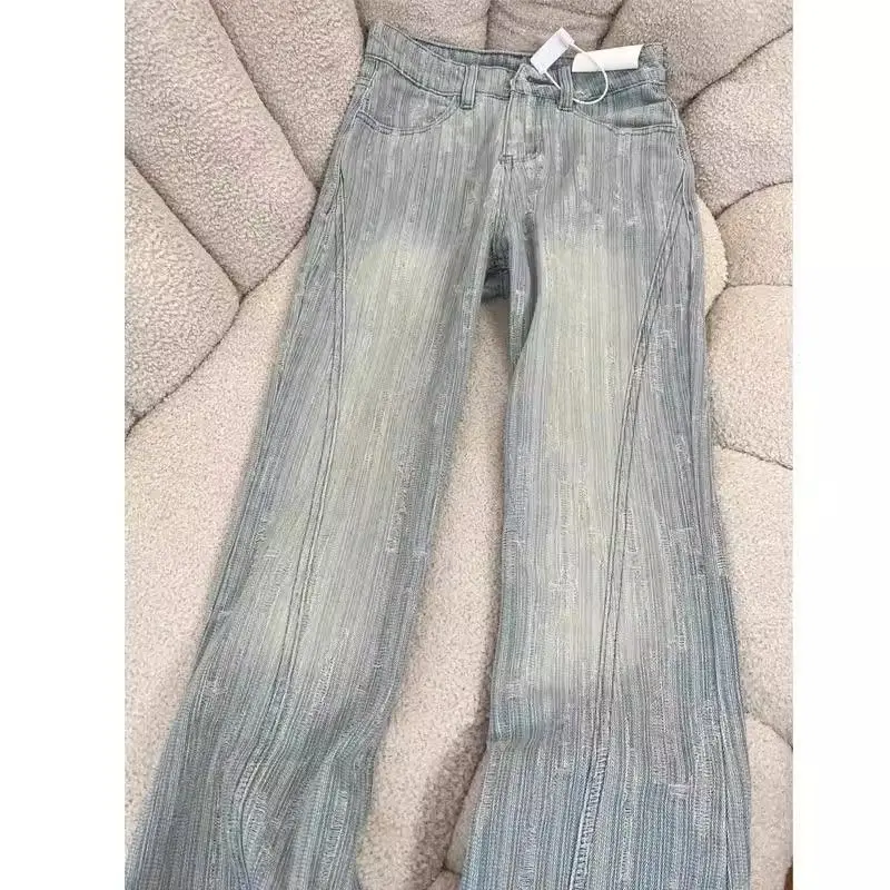 

Light Embroidered High Waist Wide Leg Jeans Women's Spring Summer plus Size Slimming Non-Matching High Waist Denim Jeans