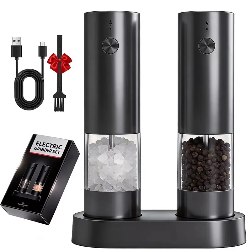 

Electric Automatic Salt and Pepper Grinder Set with Led Light Grinder Set Spice Mill Adjustable Spices Grinder Kitchen Tools