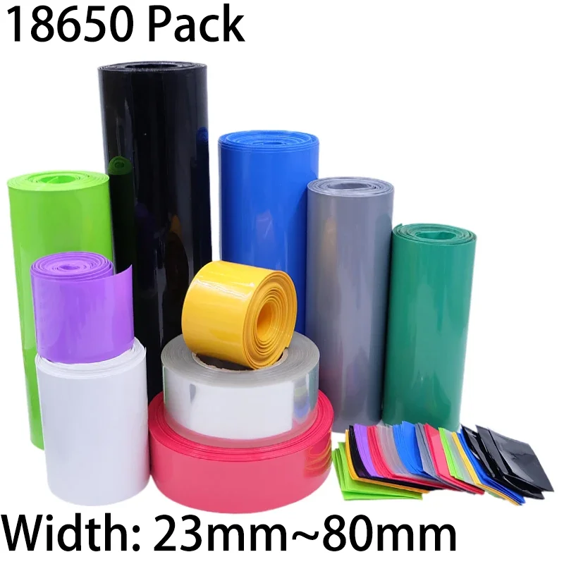 

2/5m 18650 Lithium Battery Heat Shrink Tube Width 23 ~ 80mm Li-ion Wrap Cover Skin PVC Shrinkable Film Sleeves Insulation Sheath